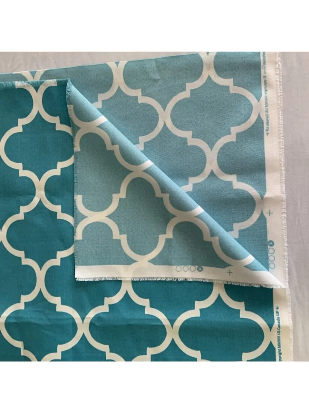 Berkshire Home Vintage Original Blue Aqua Screen Print Fabric 54”x68” 1.8 Yards